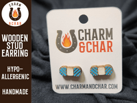 Thumbnail for Yarn Wood Stud Earrings - Crochet Fashion Earring - Stud Earring - Charm and Char