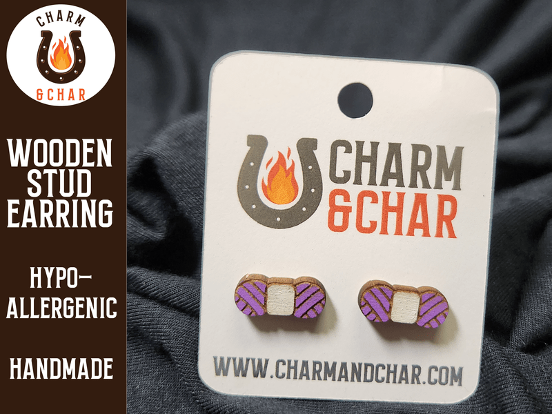 Yarn Wood Stud Earrings - Crochet Fashion Earring - Stud Earring - Charm and Char