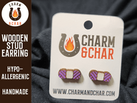 Thumbnail for Yarn Wood Stud Earrings - Crochet Fashion Earring - Stud Earring - Charm and Char