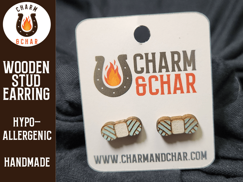 Yarn Wood Stud Earrings - Crochet Fashion Earring - Stud Earring - Charm and Char