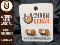 Thumbnail for Yarn Wood Stud Earrings - Crochet Fashion Earring - Stud Earring - Charm and Char