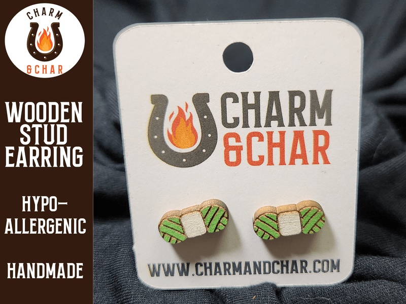 Yarn Wood Stud Earrings - Crochet Fashion Earring - Stud Earring - Charm and Char