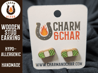 Thumbnail for Yarn Wood Stud Earrings - Crochet Fashion Earring - Stud Earring - Charm and Char