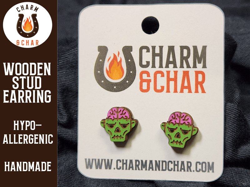 Zombie Stud Earrings - Halloween Fashion Earring - Stud Earring - Charm and Char